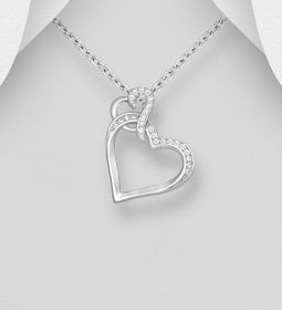 Silverhalsband två Hjärtan - äkta 925 sterling silver