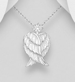 Silverhalsband Änglavingar med Cubic sten - äkta 925 silver