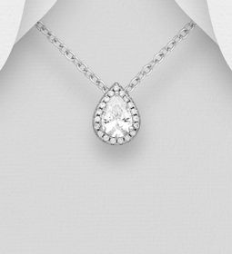 Silverhalsband droppformad Cubic Zirkonia - äkta 925 silver
