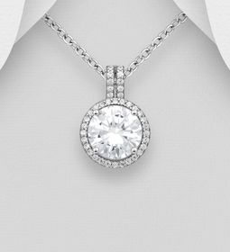 Silverhalsband Halo cubic zirkonia - äkta 925 sterling silver