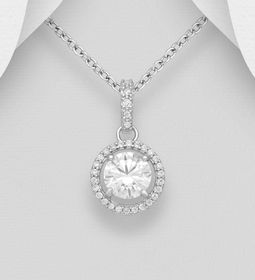 Silverhalsband hängande Halo - äkta 925 sterling silver