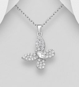 Silverhalsband hängande Fjäril - äkta 925 sterling silver