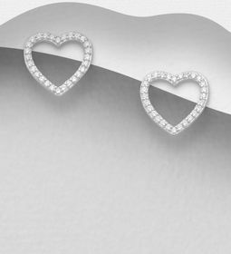 Silverörhängen - Hjärtan med cubic zirkonia i äkta 925 silver