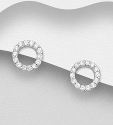 Silverörhängen studs - Silverringar med cubic stenar