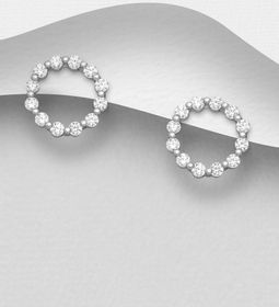 Silverörhängen studs - runda glittrande Ringar i äkta silver