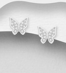 Silverörhängen - Fjärilar med cubic stenar i äkta 925 silver