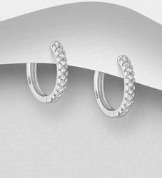 Silverörhängen Hoops - ringar med cubic zirkonia stenar