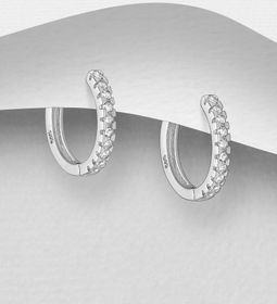 Silverörhängen Hoops - ringar med cubic zirkonia stenar