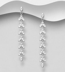 Silverörhängen långa med cubic zirkonia - äkta 925 silver