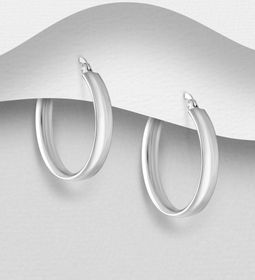 Silverörhängen Creoler - släta Hoops i äkta sterling silver