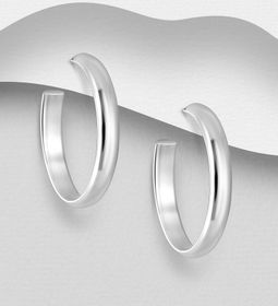 Silverörhängen ringar - blanka Creoler i äkta sterling silver