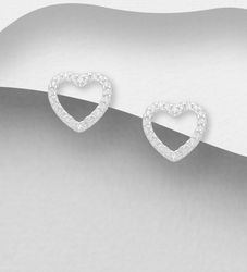 Silverörhängen små Hjärtan med stenar - äkta sterling silver