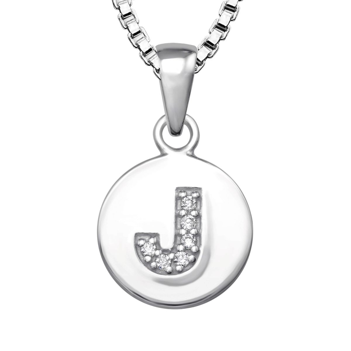 Bokstavshalsband J - Halsband med bokstav i äkta silver - silverhalsband med hängsmycke bokstavsberlock