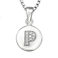 Bokstavshalsband P - Halsband med bokstav i äkta silver