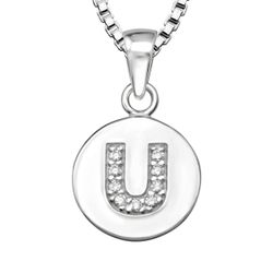 Bokstavshalsband U - Halsband med bokstav i äkta silver