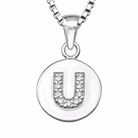 Bokstavshalsband U - Halsband med bokstav i äkta silver