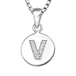 Bokstavshalsband V - Halsband med bokstav i äkta silver