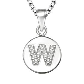 Bokstavshalsband W - Halsband med bokstav i äkta silver
