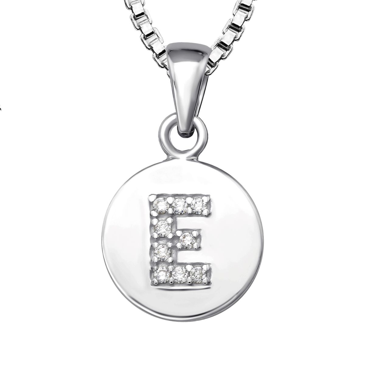 Bokstavshalsband E - Halsband med bokstav i äkta silver - silverhalsband med hängsmycke bokstavsberlock