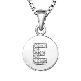 Bokstavshalsband E - Halsband med bokstav i äkta silver