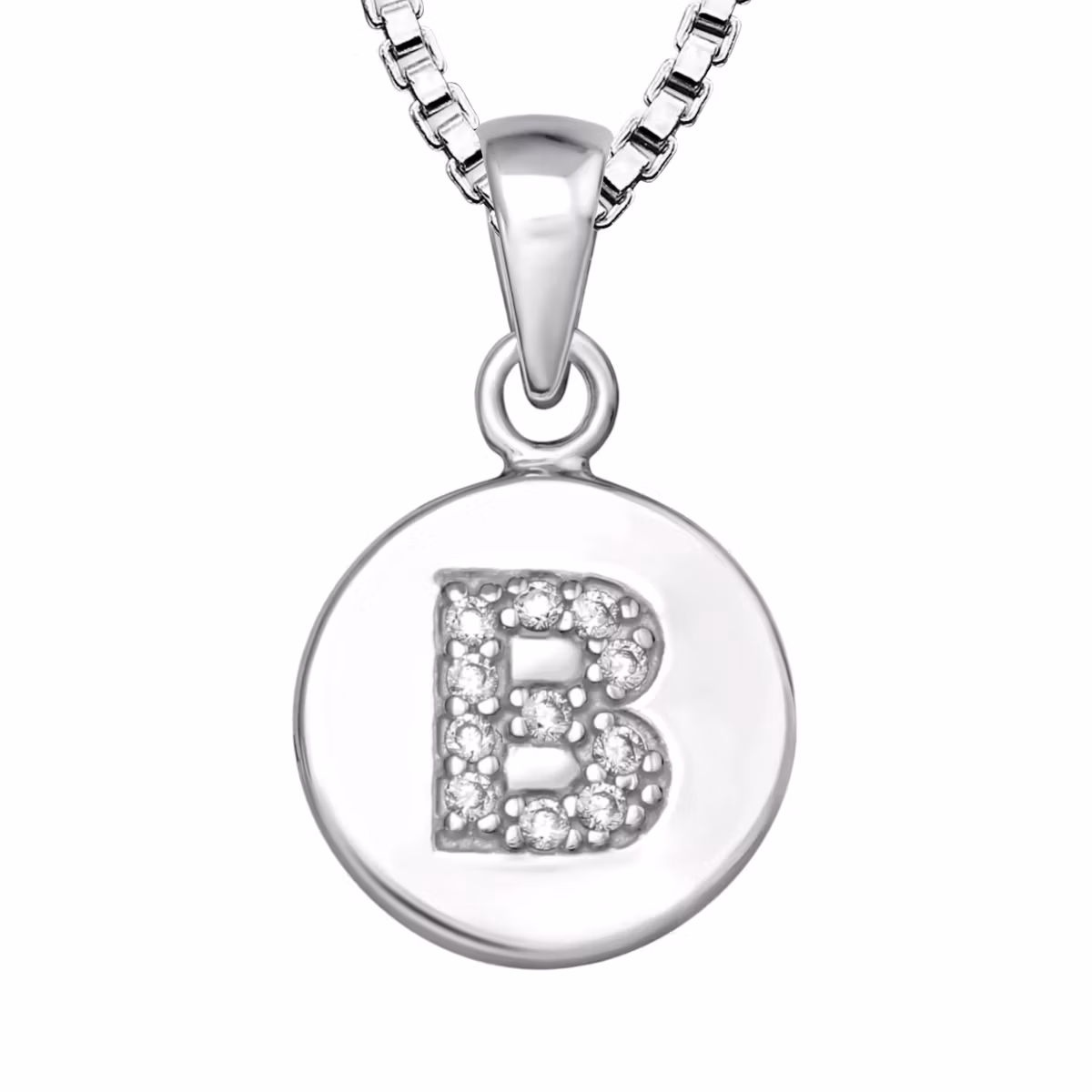 Bokstavshalsband B - Halsband med bokstav i äkta silver - silverhalsband med hängsmycke bokstavsberlock