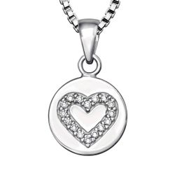 Barnhalsband platta med hjärta - halsband till barn i silver