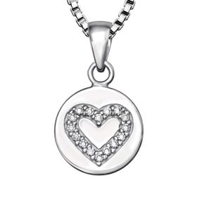 Barnhalsband platta med hjärta - halsband till barn i silver