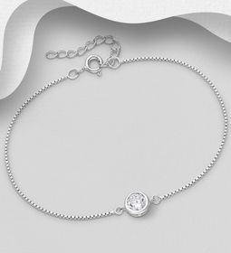 Silverarmband med stilren rund cubic zirkonia sten