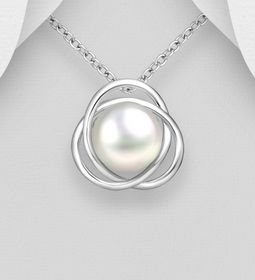 Silverhalsband med hänge av odlad pärla - äkta 925 silver