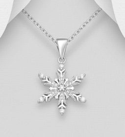 Silverhalsband - vacker Snöflinga med glittriga Cubic stenar