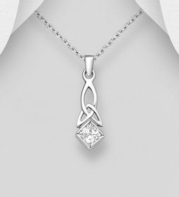 Silverhalsband vackert hänge med kvadratisk cubic sten