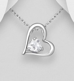 Silverhalsband Hjärta med hjärtformad Topas - äkta silver