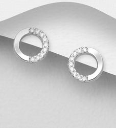 Silverörhängen studs - runda örhängen med cubic stenar