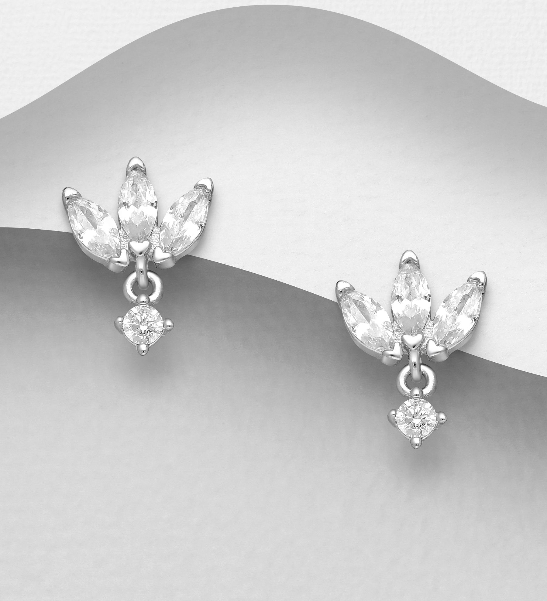 Silverörhängen eleganta med glittrande cubic zirkonia stenar - Snygga & fina örhängen i äkta sterling silver