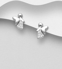 Silverörhängen - söta Änglar med glittrande cubic stenar