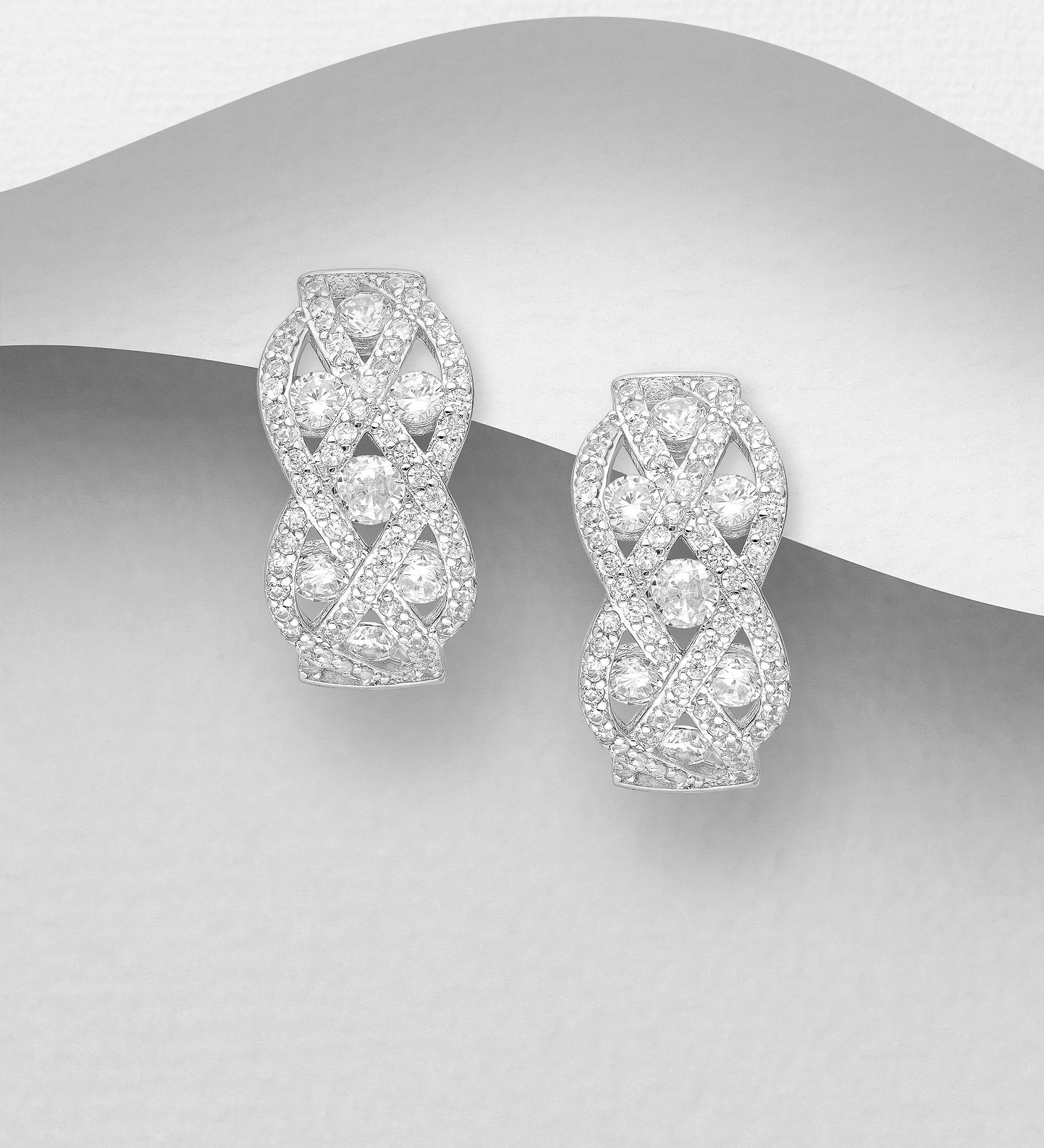 Silverörhängen lyxiga eleganta glittriga örhängen - Snygga & fina örhängen i äkta sterling silver