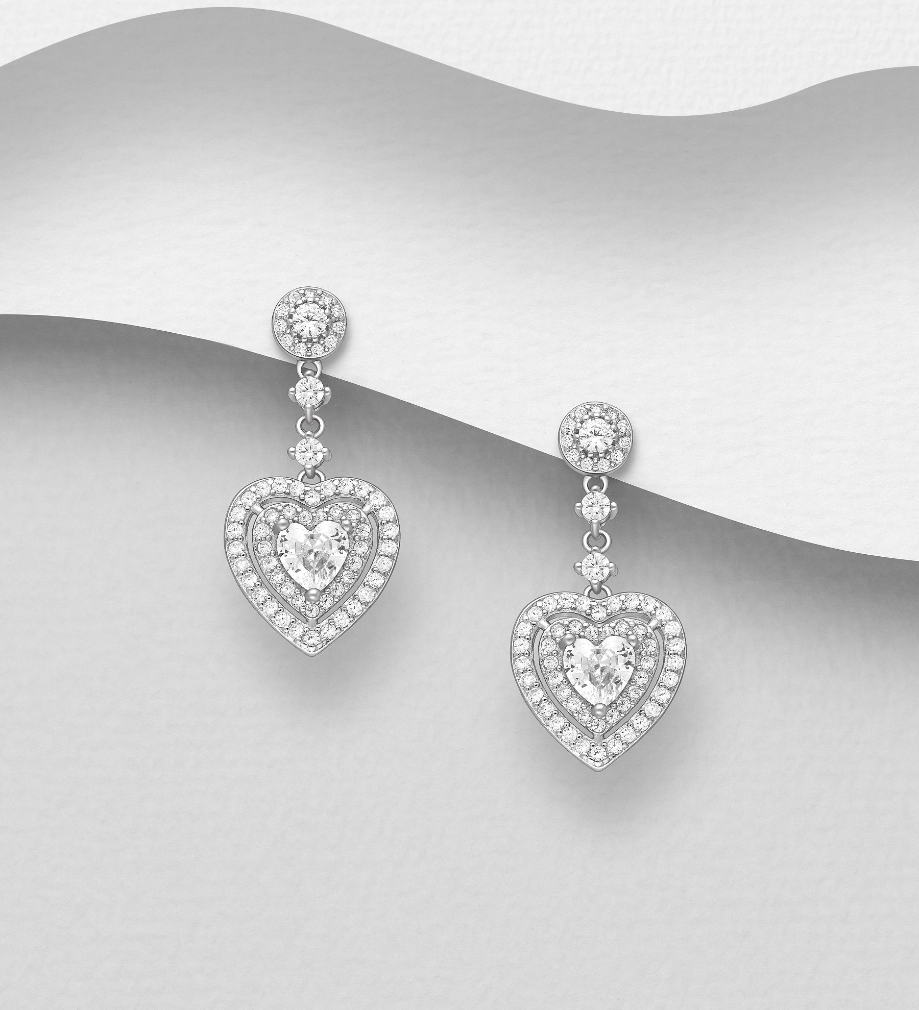 Silverörhängen fantastiskt vackra hängande Hjärtan - Snygga & fina hjärtörhängen, örhängen i äkta sterling silver