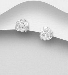 Silverörhängen - Rosor med cubic stenar i äkta sterling silver