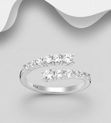 Silverring med två rader cubic zirkonia - ring i äkta 925 silver