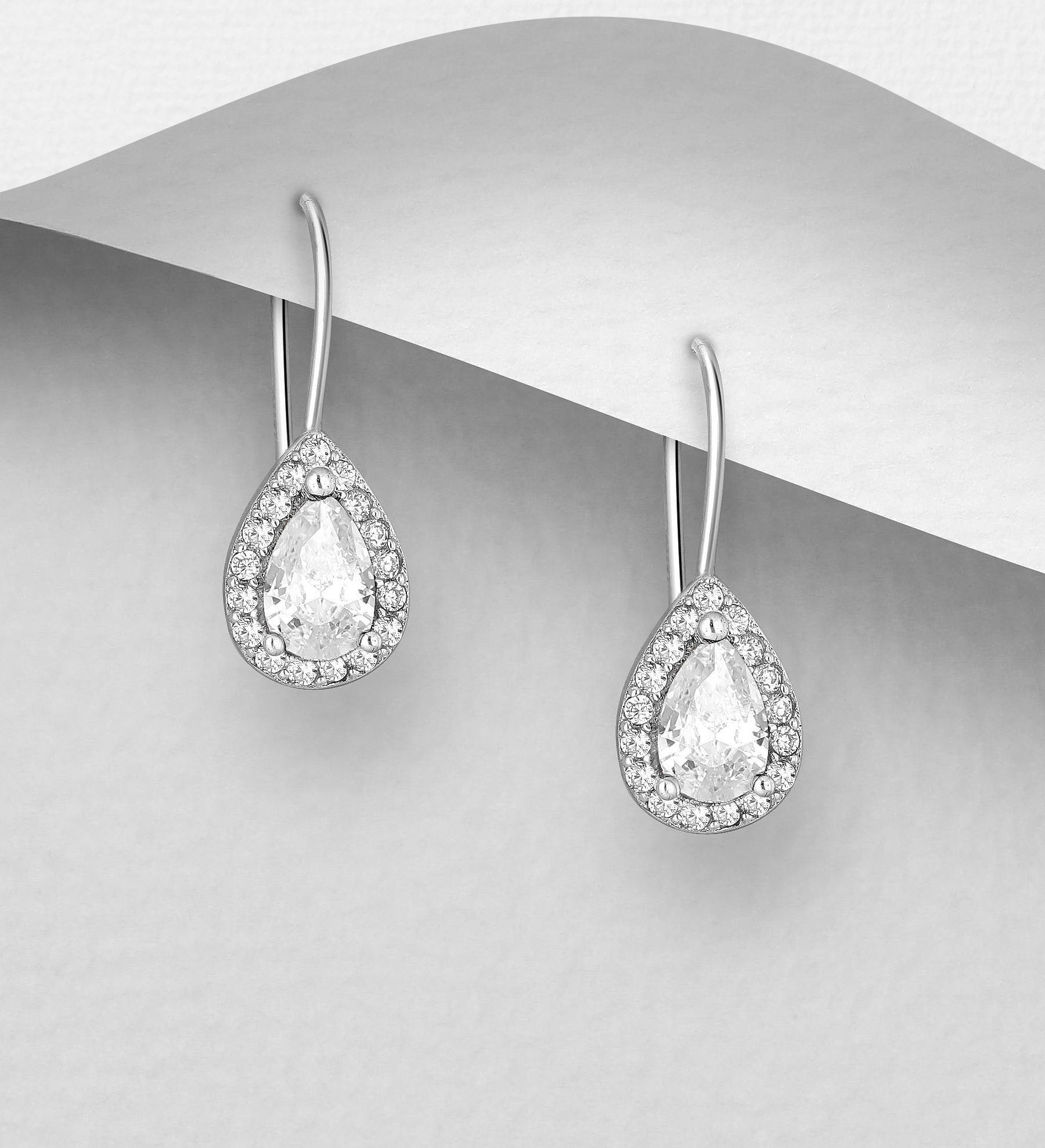 Silverörhängen hängande droppformade cubic stenar - Snygga & fina örhängen i äkta sterling silver