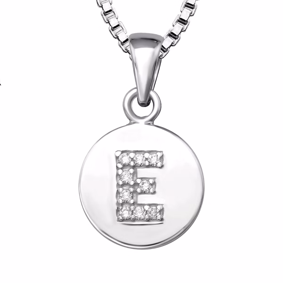 Halsband till pojke med berlock bokstav E - barnsmycken i äkta 925 sterling silver