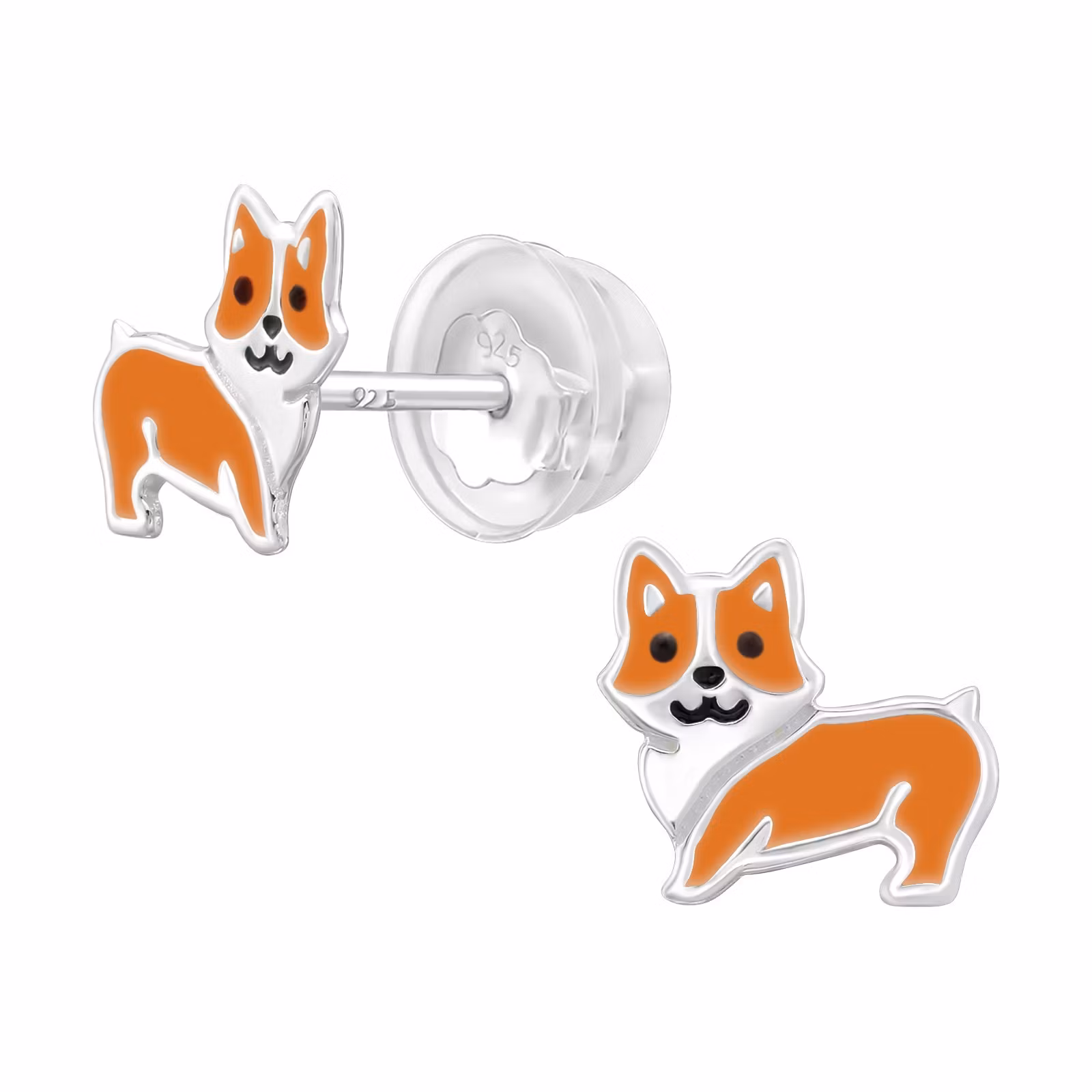Barnörhängen Hundar Corgi - söta örhängen till barn i äkta 925 sterling silver