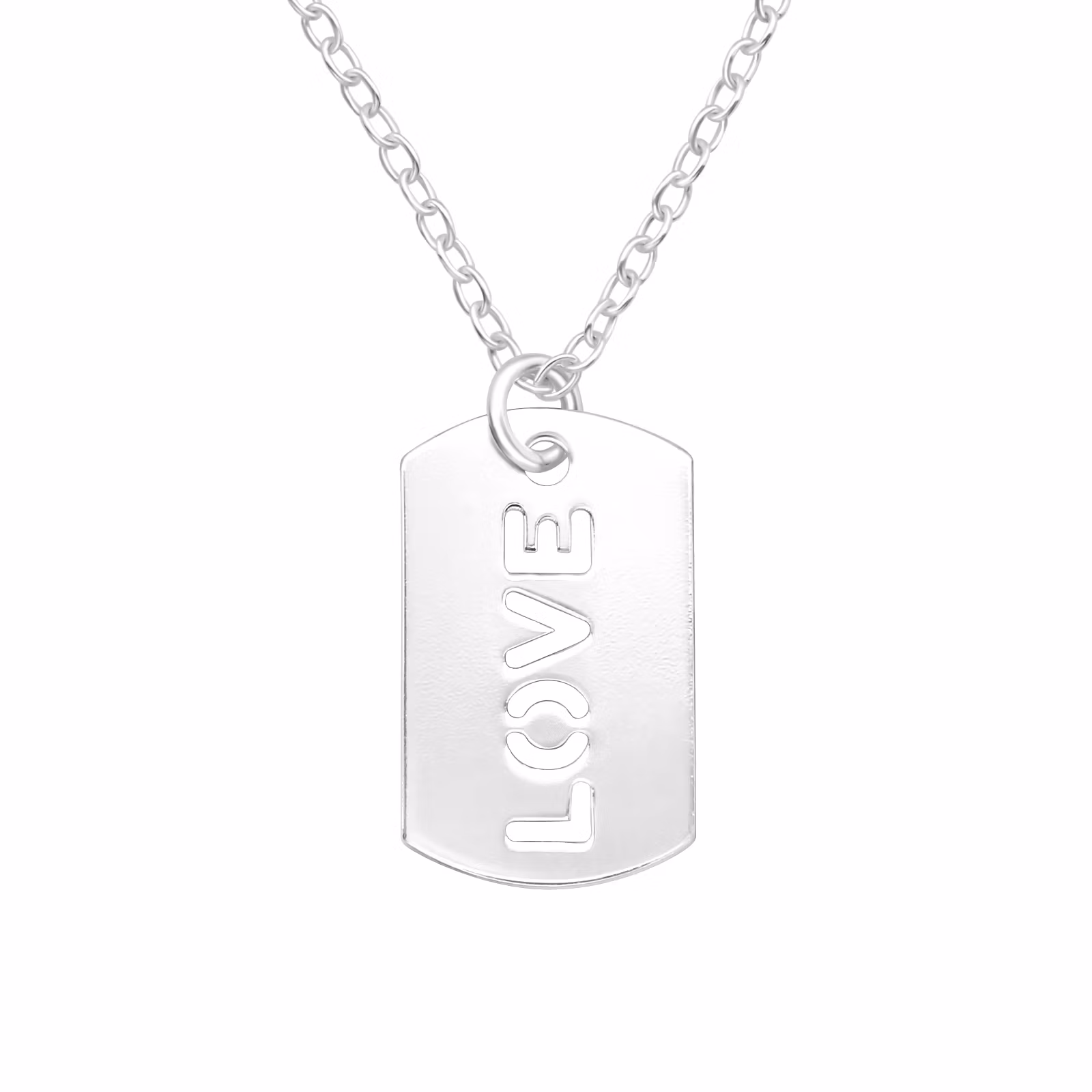 Halsband till pojke Platta med LOVE - sött barnhalsband - barnsmycken i äkta 925 silver