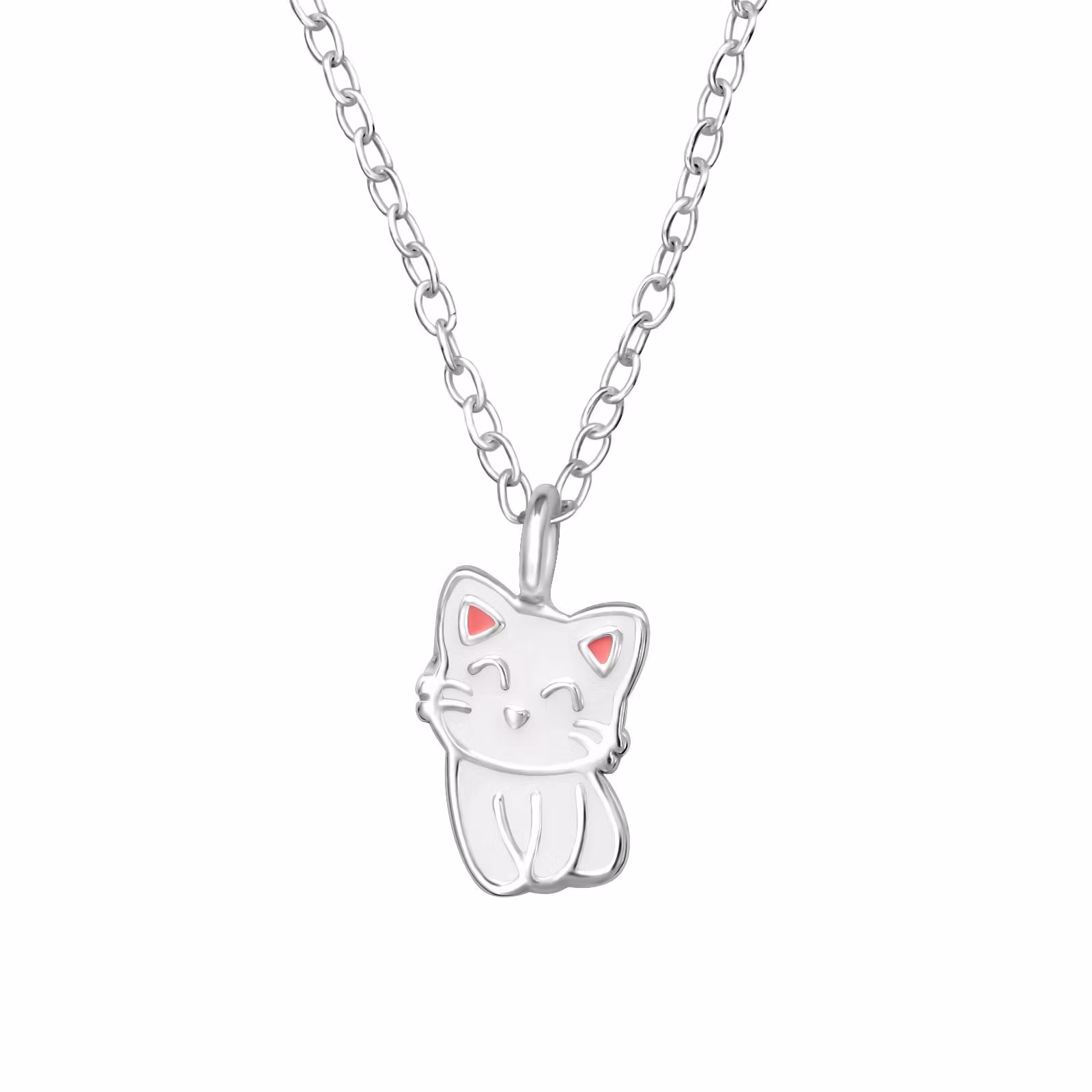 Barnhalsband Katt - sött halsband till barn - barnsmycken i äkta 925 sterling silver