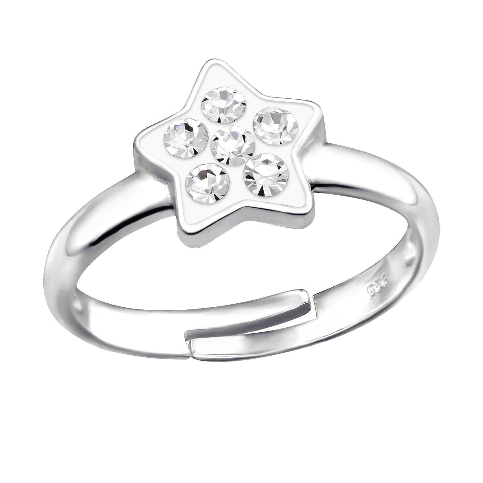 Ring till barn Stjärna glittrande - söt, justerbar silverring - en barnring i äkta 925 silver