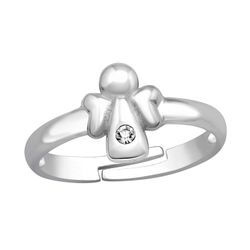 Barnring Ängel vit sten - söt ring till barn i äkta 925 silver