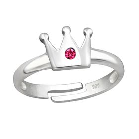 Barnring Krona rosa sten - söt ring till barn i äkta 925 silver