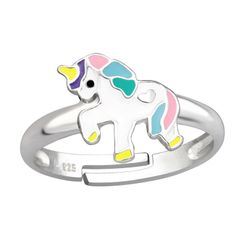 Barnring Enhörning pastell  - söt ring till barn i äkta silver