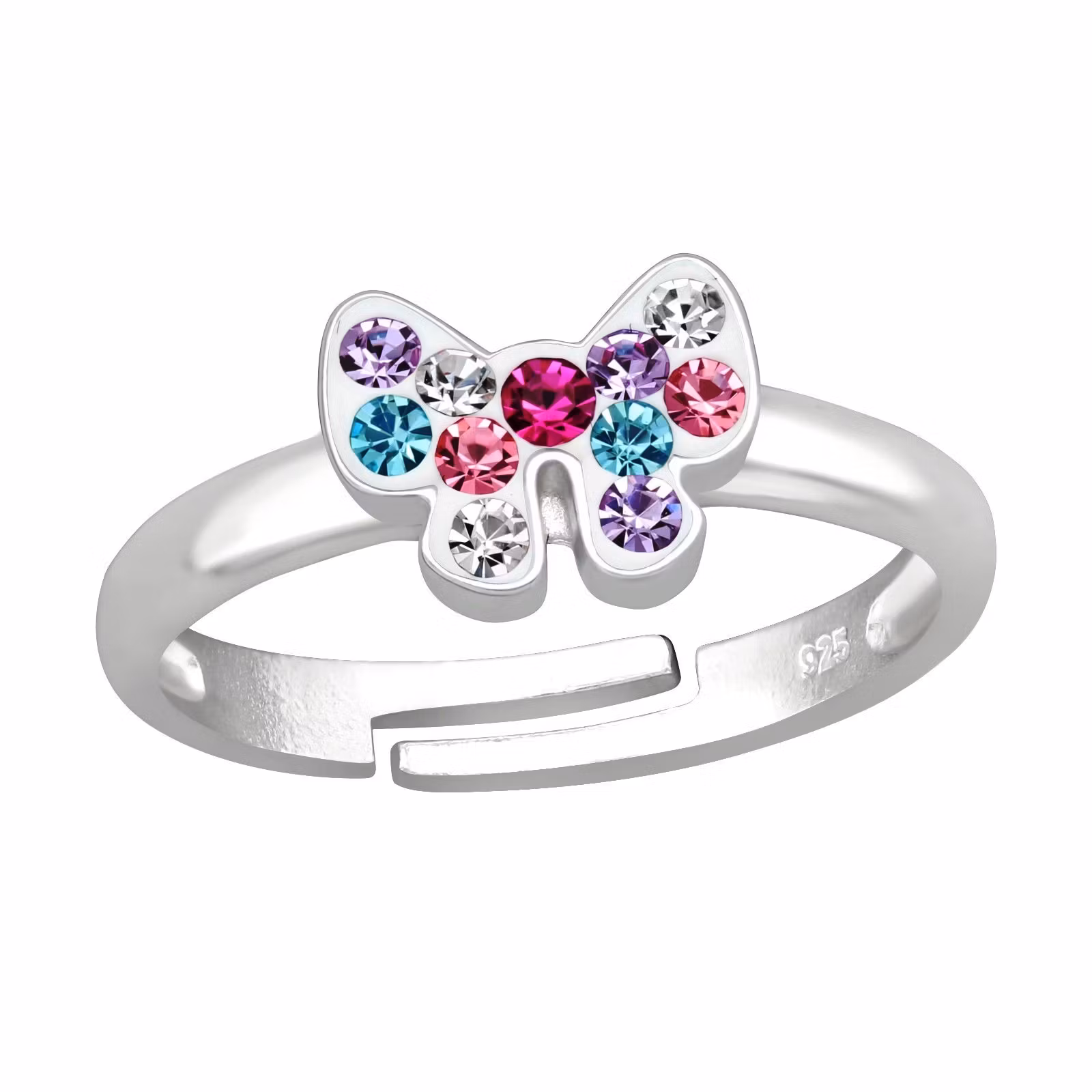 Ring till barn Rosett glittrig - söt, justerbar silverring - en barnring i äkta sterling silver
