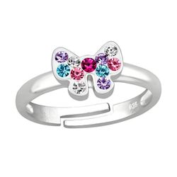 Barnring Rosett glittrig - söt ring till barn i äkta 925 silver